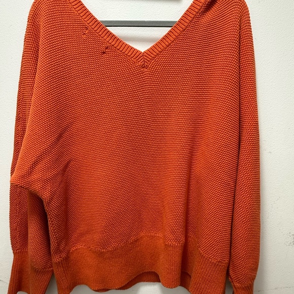 Anthropologie Vibrant Orange V-Neck Sweater - Picture 5 of 5